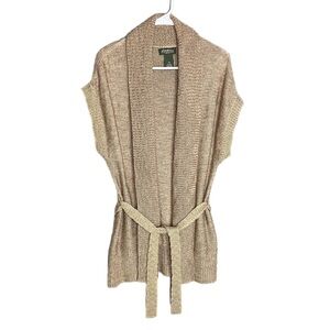 Eddie Bauer Shawl Neck Short Sleeve Cardigan Sweater Belted Women’s Size Medium